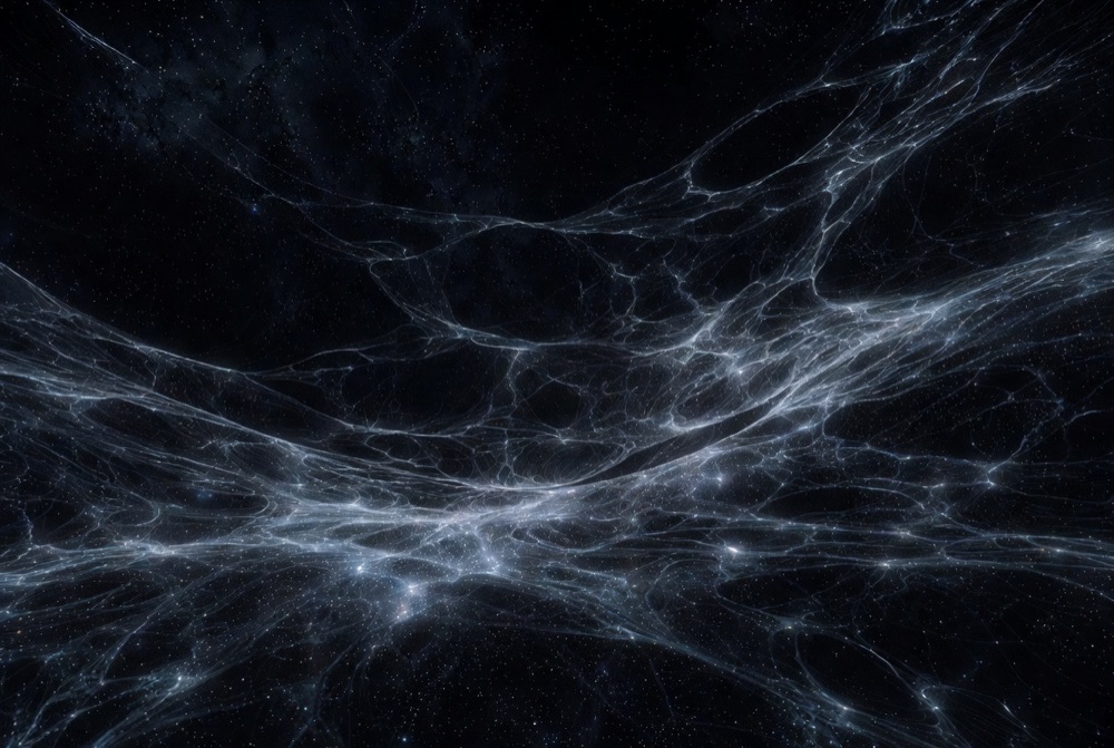 A cosmic web of faint filaments threading the dark
