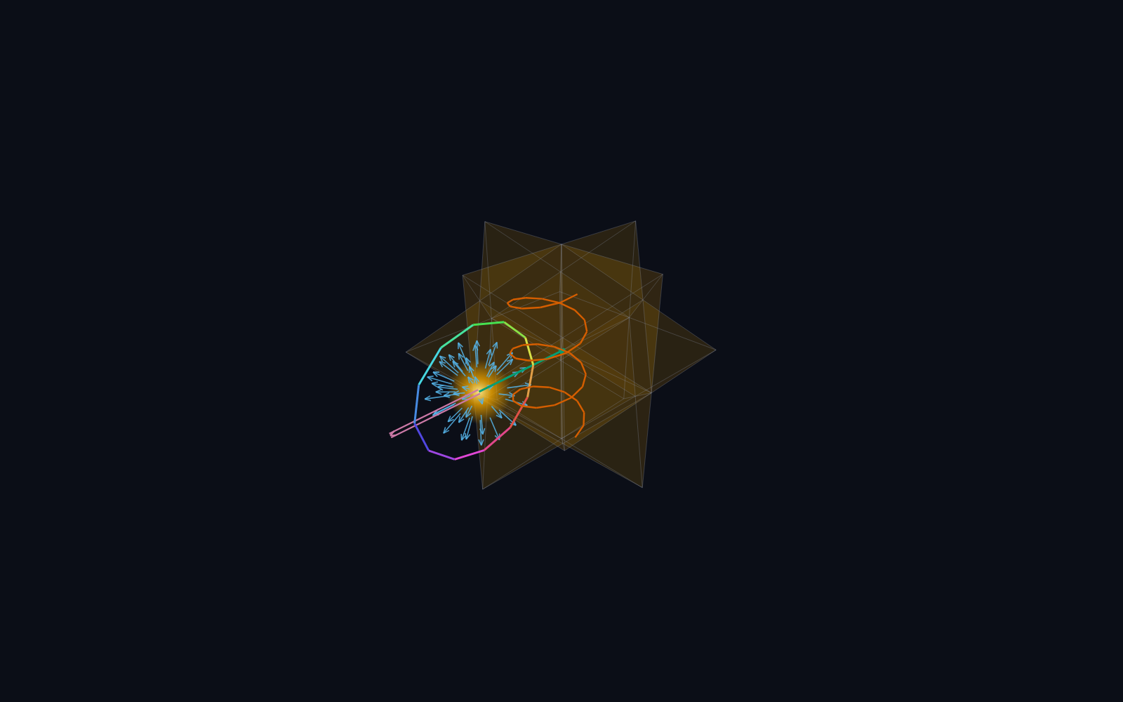 Still from the interactive Electron → Positron scene